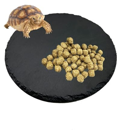 Kathson Reptile Basking Platform,7.8IN Tortoise Rock Slate Plate Feeding Food Bowl Dish Turtle Bathing Resting Terrace for Lizard Bearded Dragon Chameleon Gecko Snake Frog Newt