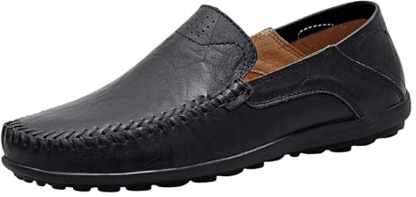 Loafers Fritidsskor för män, ventilerande utan snörning, promenadskor | Business skor herr läder casual tofflor ultralätta slip-skor bekväma breda tåskor halkskydd läderskor