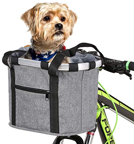 LIXADA Panier de Vélo Pliant Petit Sac de Transport pour Chien de Chat Panier de Guidon Panier de Vélo Pliable pour Animaux 7 Couleurs 34 * 28 * 25cm