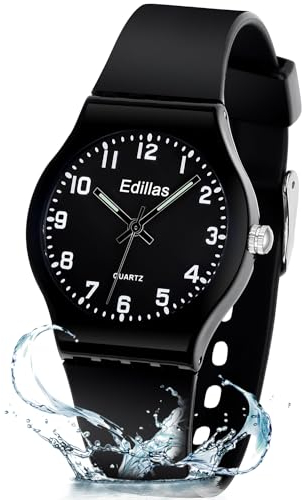 Edillas Kinderuhr Analoge Jungen Mädchen Armbanduhr wasserdichte Leicht zu Lesen Zeit Weicher Riemen Armbanduhren Geschenk für Kinder