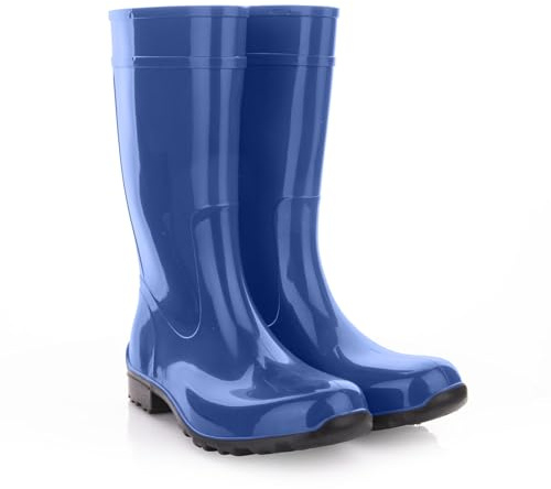 Lemigo Bottes en Caoutchouc pour Dames Imperméables Hautes Bottes de Pluie 967 Ilse (Bleu, Système Taille Chaussures EU, Adulte, Numérique, Moyen, 36)