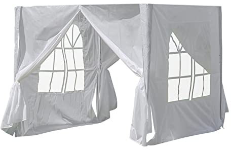 CLIPOP 4 Ersatz-Seitenteile für Gazebo, wasserdichter Sonnenschutz 210D Oxford Cloth Ersatz-Zeltwandpaneele mit 2 Fenstern, austauschbare Seitenteile für 2 x 2M Gazebos (Weiß)