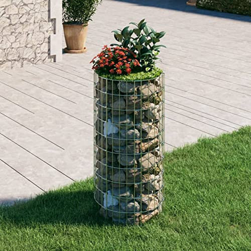 ZHOUMIN Parterre surélevée en gabions en spirale pour herbes, parterre surélevée dans le jardin, jardinière, pierres de plantation, rondes, acier galvanisé Ø 50 x 100 cm
