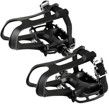 BV Bike Pedal with Toe Clip Cage - 2-Set, Universal Fit Bike Pedals 9/16 Compatible, Non-Slip & Durable Lightweight, Fits Most Adult Bikes & MTB Bicycles