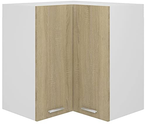 Gecheer Hanging Corner Cabinet - Sonoma Oak, Engineered Wood, 57 x 57 x 60 cm, Organizes Kitchen with 60 kg Capacity Model806393
