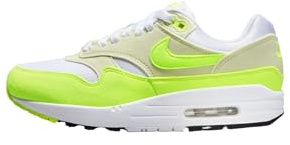 Nike Air Max 1, Scarpe da Ginnastica Donna, White/Volt-Sea Glass-Black, 41 EU