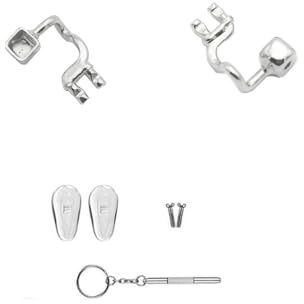 1 Pair Eyeglass Nose Pads Arm Replacement Metal Pad Holder Bridge Plug-in Piece Stainless Steel Screwdriver Glasses Repair Kit