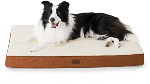 BEDSURE orthopädisches Hundebett Grosse Hunde - 91x69x7.6cm Hundekissen flauschig Hundematte waschbar Hundematratze in tonbraun für große Hunde