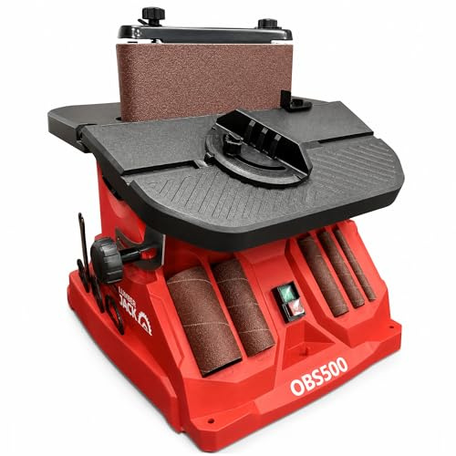 Lumberjack Bench Bobbin Spindle Belt Sander 450W 230V 58OPM Woodworking Bench Sander Machine 0° - 45° Tilting Table 2000RPM