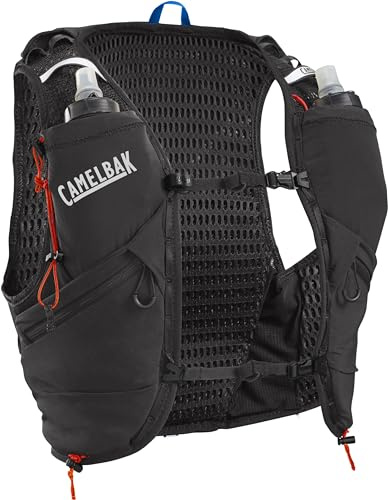 CamelBak Apex Pro Run Endrance - Chaleco de Carreras con tecnología RECCO - Soft Flask Hidratación y bastón de Trekking - 4 tamaños, XS - Negro
