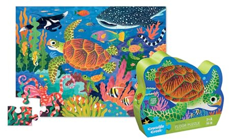 Crocodile Creek Jigsaw Puzzle, 36 Piece for Kids 3 Years and Up, Heavy-Duty Shaped Box for Storage, Finished Puzzle Size 18 x 24 inches, Sea Turtle