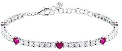 Morellato Damarmband i 925 silver Återvunnen tennis, hjärta, TESORI Collection, present till flickvän, Återvunnet silver 925