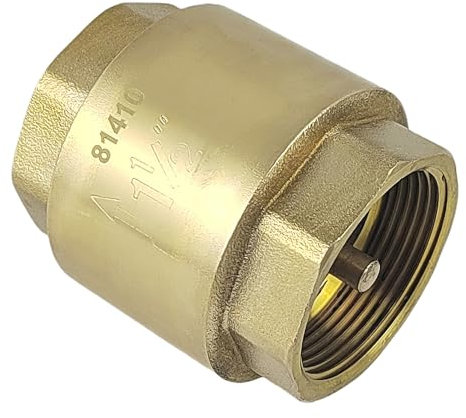 Rückflussverhinderer 1 1/2 Zoll Messing, Anti-Rückfluss Rückschlagventil Vertikal Rückschlagventil, Universal-Innengewinde Rücklaufventil, Geeignet für Rohrleitungssysteme (gelb)