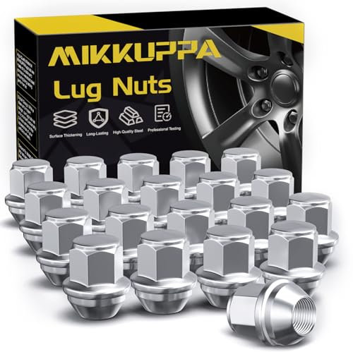 MIKKUPPA Dadi per ruota M12 x 1,5 - SW19 di ricambio per Ford Fusion, Focus, Escape, Fiesta, 20 pezzi monoblocco cromato OEM Factory Style Bulge Acorn Seat