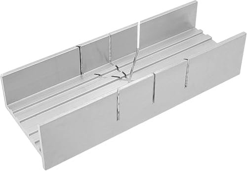 Caja de inglete de metal, plateada de 5.3 pulgadas, pequeña caja de inglete pequeña, caja de corte de precisión de aluminio y acero para carpinteros y carpinteros