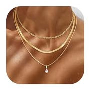 Chriscoco 3Pcs Halskette Damen Gold Kette Wasserfest 18K Vergoldete Ketten Set Edelstahlkette CZ Goldkette mit Anhänger