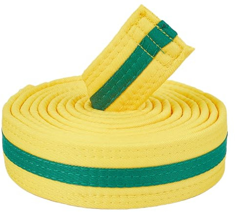 CREATCABIN Gelbgrüner Taekwondo Gürtel Hapkido Kampfsport Gürtel Judo Karate TKD Aikido Einheitlicher Ranglistengürtel Lang Weich Passend Gürtel Für Jiu Jitsu Leistungssport Trainingsgeräte 280cm