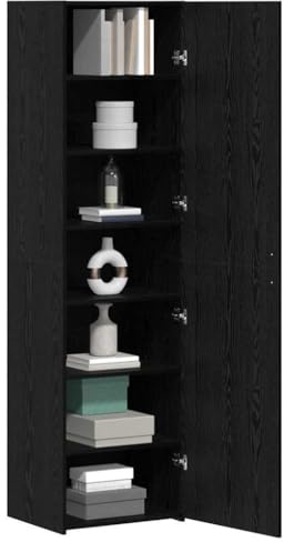 vidaXL Aparador Alto 2 pcs Roble Negro 50 x 42,5 x 185 cm, Moderno Mueble Alto Rectangular, Gran Espacio, Armario de Madera, organización en casa, Estilo Minimalista