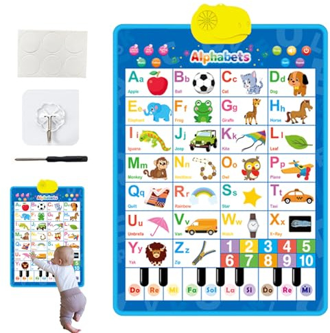 Early Education - Lavagna didattica interattiva con suoni e | Poster parlante da parete per bambini in età prescolare