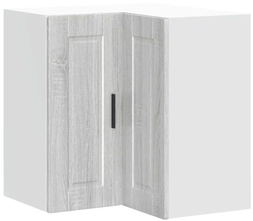 PUGYNBK Porto - Armadietto da cucina sospeso angolare, in legno Sonoma, con molto spazio per pentole e stoviglie, montaggio a parete per ottimizzare lo spazio, facile da pulire, liscio