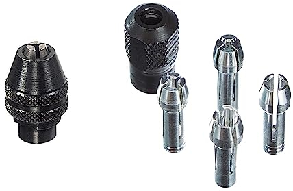 Dremel 4485 Kit d'Accessoires - 4 Pinces et Ecrou de Serrage pour Outil Multifonction Rotatif & 4486 Mandrin Universel Autoserrant de 0,8mm à 3,2mm pour Outil Multifonction Rotatif