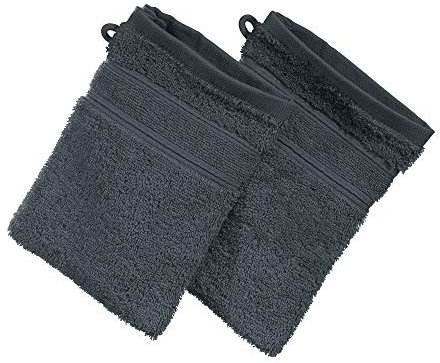 Erwin Müller Waschhandschuh Karlsruhe 2er- Pack 100% Baumwolle Schiefer Größe 15x21 cm - extrem saugstark, leicht, flauschig weich, hautschmeichelnd (weitere Farben)