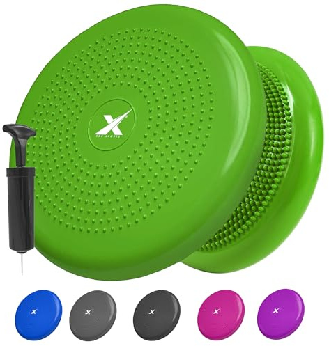 XN8 Sports Wobble Cushion Non-Slip Inflatable Board - Balance Cushion with Pump for Core Training-Fitness- Exercise-Posture-Agility-Gym-Workouts-Yoga - Sensory Cushion for Chair
