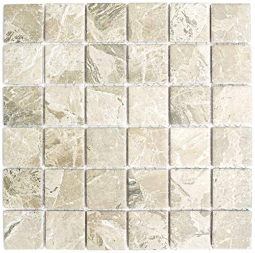 Mosaiksten natursten utseende beige sandbrun struktur kakelspegel MOS16-AISO89_f | 10 mosaikmattor