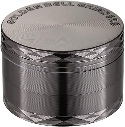 LIHAO 2”(5cm) Grinder Moulin à Herbes Épices en Zinc Alliage en 4 pièces avec Décorations en Forme de Losanges - Nickel Noir