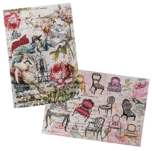 Ideen mit Herz 2 ark rispapper | ädeldecoupage-papper | DIN A4 | 2 olika mönster | Vintage, jul och mycket mer (Nostalgi 14)