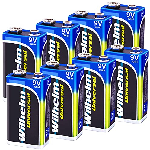 8 x Wilhelm Universal 9V Block Batterien auch für 10 Jahres Rauchmelder geeignet Longlife Blockbatterie für maximale Lebensdauer 6LR61 9 Volt