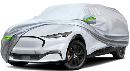 TUCAREST 6-Layers Premium Full Car Cover Hard Shell Zipper Design Waterproof All Weather Weatherproof UV Sun Protection Snow Dust Storm Resistant Outdoor with Straps (Fit for SUV/MPV 181- 190)