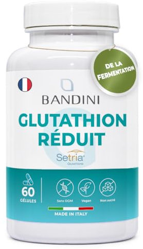 Bandini® L-Glutathion Reduziert 250mg | Glutathion Setria® Tripeptid: Glutaminsäure, Cystein, Glycin | Antioxidans, Immunsystem, Leber | GMO-frei | 60 Kapseln | 1 Kapsel/Tag für 2 Monate Versorgung