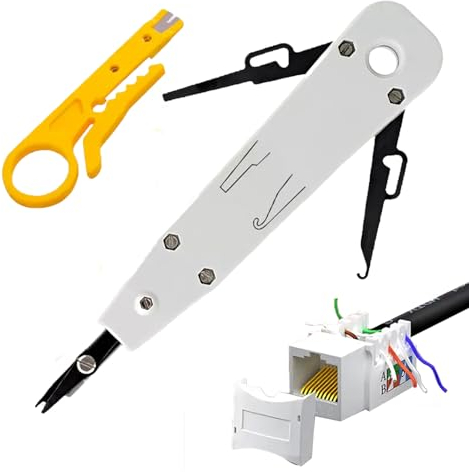 Lsa Auflegewerkzeug,Netzwerk Werkzeug,Einfädelhilfe Netzwerkkabel CAT 7 Zange Set,Kabel Anlegewerkzeug,Unterputz Patch Anschlusswerkzeug Multifunktionale Universal Crimpzange,für Netzwerkdose Aufputz