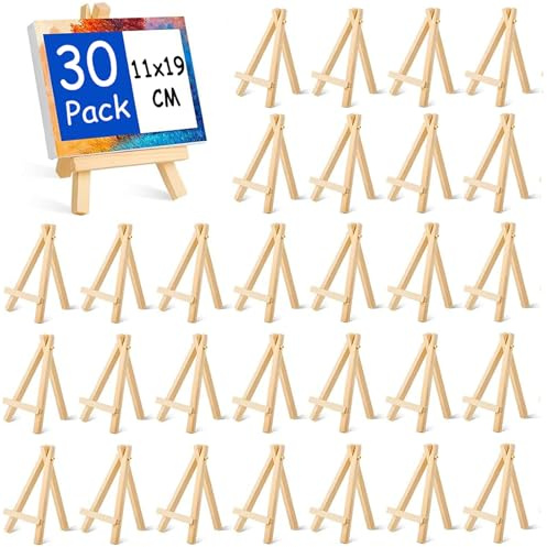 JMIATRY Petit Chevalet en Bois pour Photo et Peinture, Mini Trépied en Bois Menu pour Restaurant et Présentation (30PCS - 11x19cm)