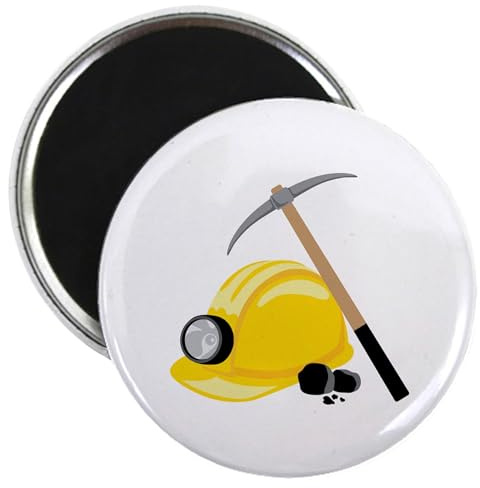 CafePress Miner Axe & Hat Magnets 2.25 Round Magnet, Refrigerator Magnet