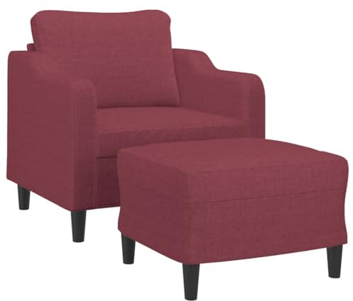 vidaXL Fåtölj med fotpall vinröd 60 cm tyg