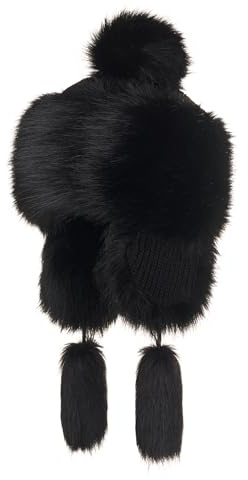 Futrzane Classic Chapka - Chapeau Femme Fausse Fourrure - Chaud Bonnet Montagne (M, Noir Classic)
