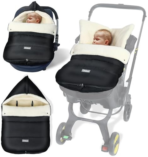 Orzbow Fußsack Babyschale Winter, Warme Fusssack Babyschale, Universal Babyschale Decke für Baby mit Berbervlies, Wasserdichtem Pongee-Stoff, Schwarz