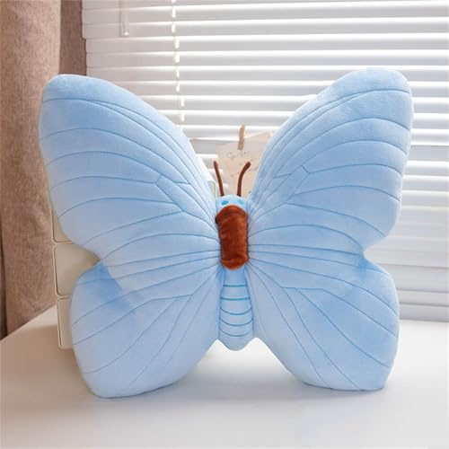 Ueiwffzo Zierkissen - Ästhetisches Schmetterling Kissen Dekokissen, Kuschelkissen Schmetterlingskissen für Sofa und Bett Deko, Aesthetic Kissen, Kinderzimmer und Babyzimmer Deko (Blau)