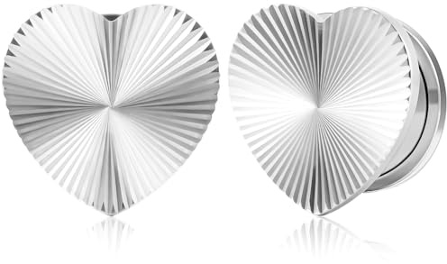 DOEARKO Örontunnel 1 par hjärtform öra kött tunnel plugg rostfritt stål dubbel utsvängd öronplugg expander öronpiercing sträckt smycke för kvinnor och män 8–16 mm, 12MM, Metall