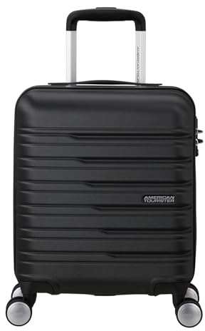 American Tourister Flashline - EasyJet Handgepäck, Spinner XS, 35 x 45 x 20 cm, 23 L, 2.20 kg, Flugzeug Handgepäck Underseater, Schwarz (Shadow Black)