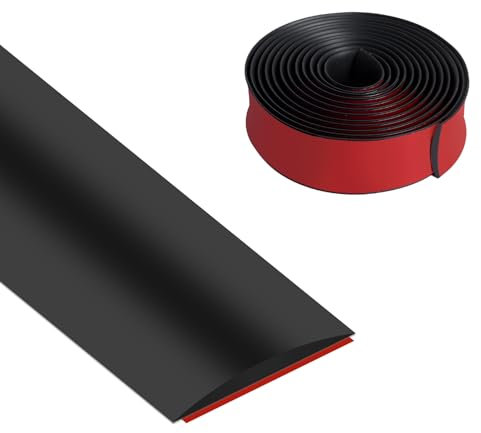 Vefhby Übergangsleiste Selbstklebend, 4cm x 3m Vinyl Übergangprofil Selbstklebend, Bodenleiste Abdeckleiste zum Verbinden von Bodenlücken Bodenleiste Fußböden(Schwarz)