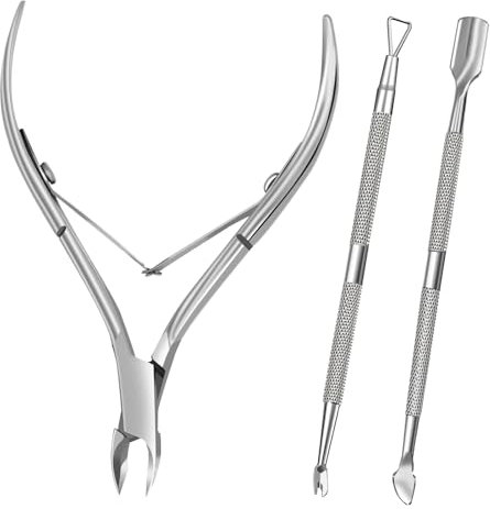 Delanie 3pcs Pinze per cuticole, Spingicuticole con forchetta, strumenti professionali per manicure pedicure, per pelli morte e cuticole per unghie
