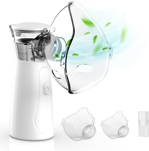 Inhalateur Vapeur, Nebulisateur Portable pour Enfants et Adultes, Nebulisateur Medical Rechargeable USB-C avec 2 Masques et Embout Buccal pour un Traitement Efficace des Maladies Respiratoires