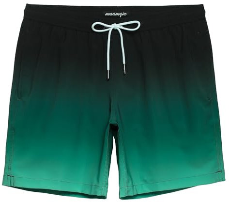 MaaMgic Costume da bagno da uomo, elasticizzato a 4 vie, ad asciugatura rapida, versatile, per spiaggia e sport acquatici, Ciano, S