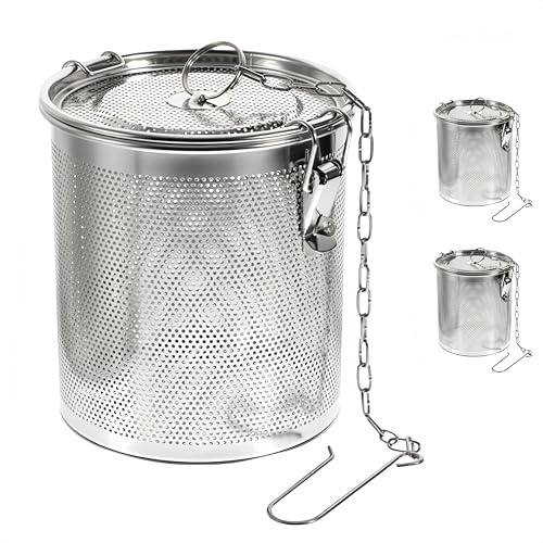 HJYDGJ Lot de 2 grands diffuseurs de thé en acier inoxydable - Passoire à thé pour théière en vrac - En acier inoxydable - Grand infuseur à thé - Accessoire d'épices de cuisine - Avec crochet et