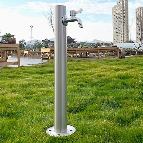 Fontaine de jardin en acier inoxydable – Robinet d'eau avec prise unique pour irrigation de jardin – Colonne d'eau de 600 x 60 mm