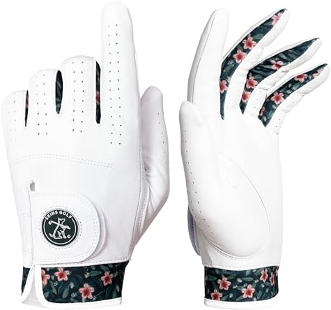 Skins Golf Gloves - Totally Unique Designs | AAA Cabretta Leather | Mens Golf Glove | Sizes S-XL | Wear on Left Hand (The Azalea, M)