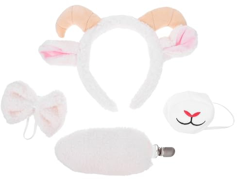SMASOLO Set Di Fasce Per Capelli Costume Fascia Per Capelli Coda Orecchie Di Agnello Cosplay Fattoria Accessori Per Feste A Tema Cabina Fotografica Oggetti Di Scena Per Animali